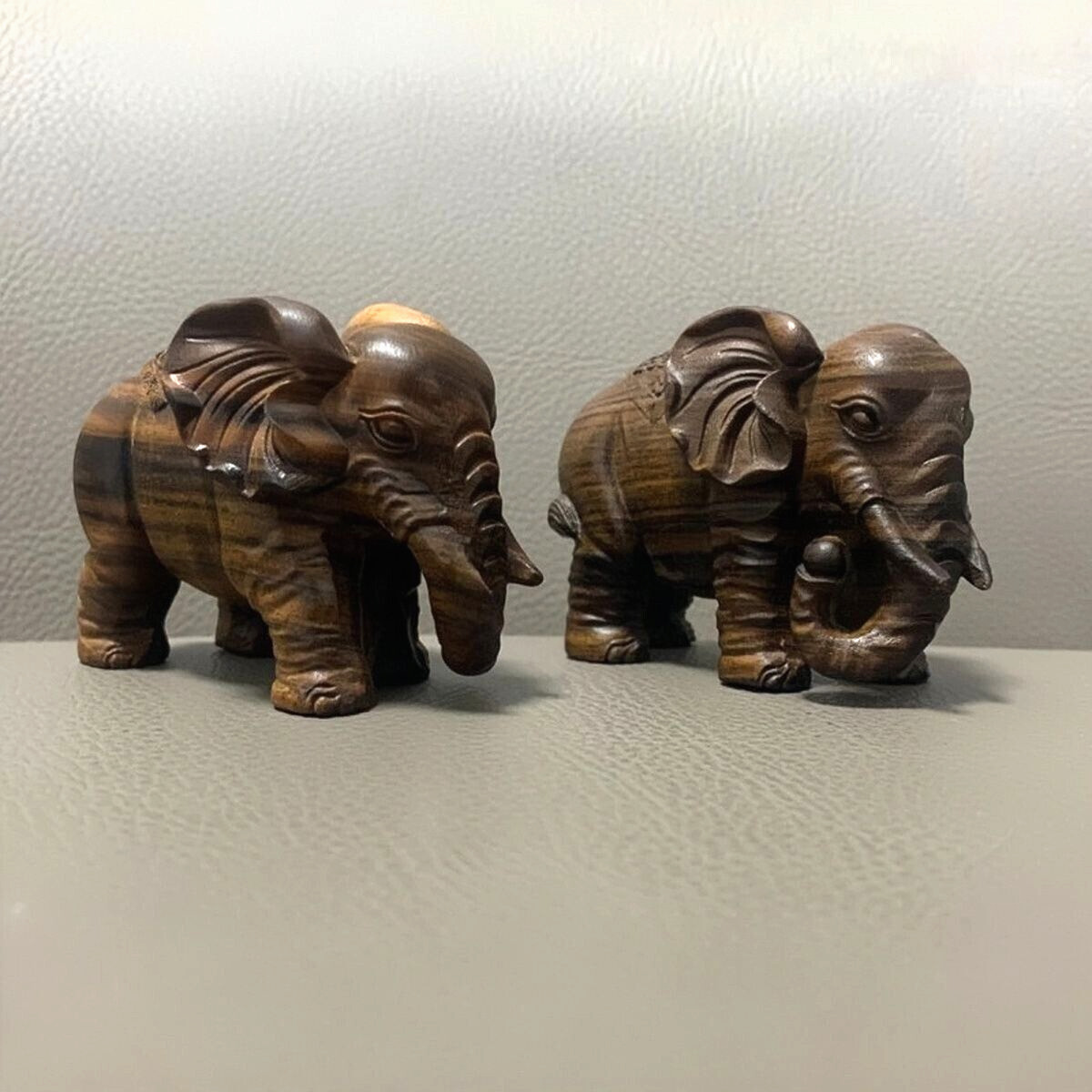 2pcs antique collection handicrafts agarwood carved elephant statues ornaments