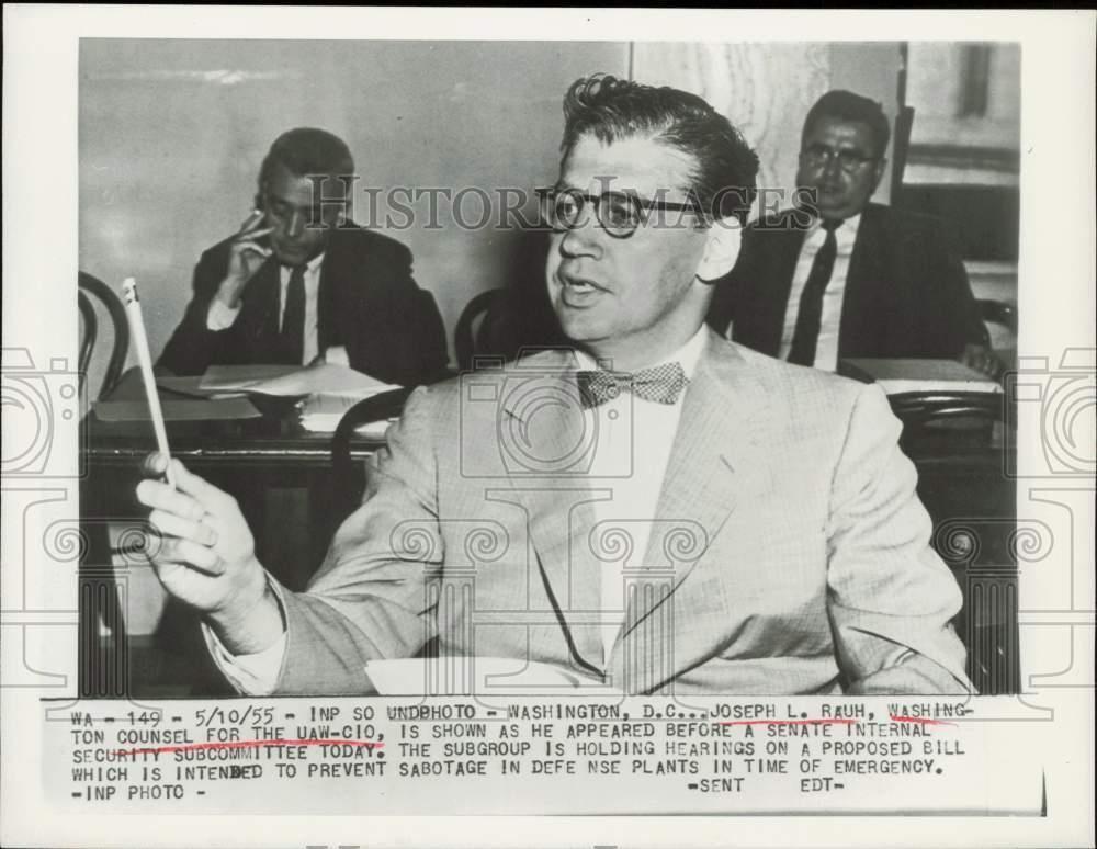 1955 Press Photo Joseph Rauh appears at Senate Internal Security hearing in D.C.
