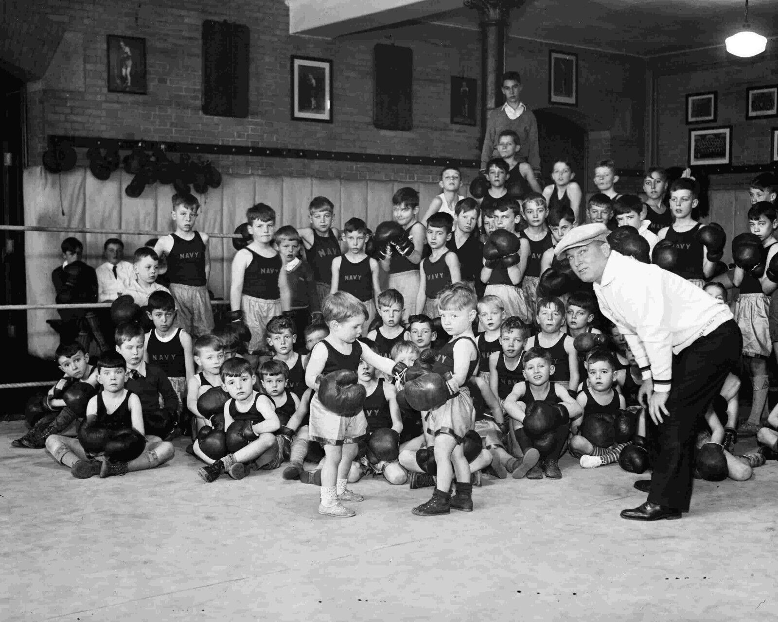 Navy children boxing 1932 Vintage Old Photo 8.5 x 11 Reprints