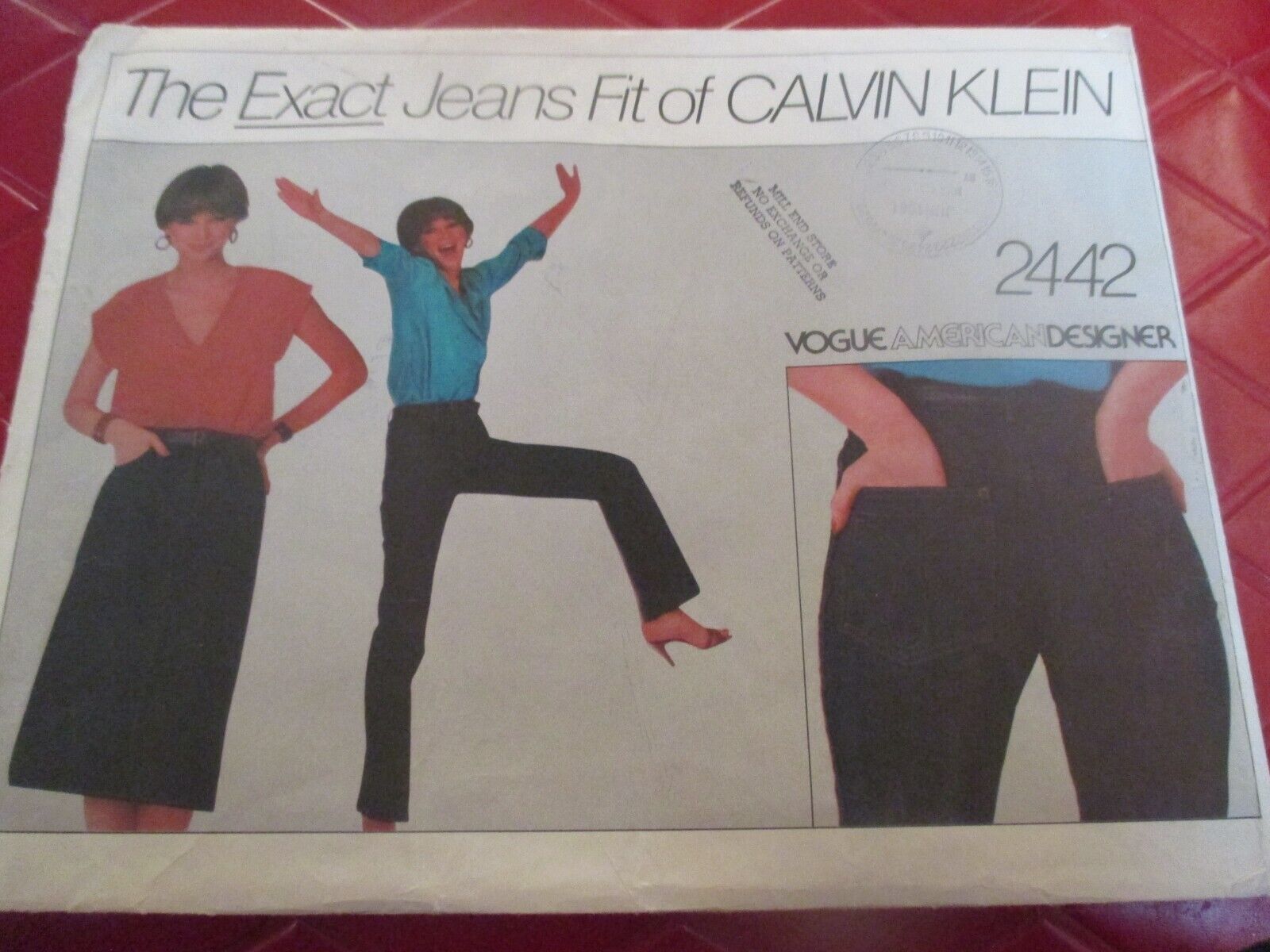 Vintage UNCUT Vogue  CALVIN KLEIN JEANS Size 12 Sewing PATTERN - #2442 - 1980\'s