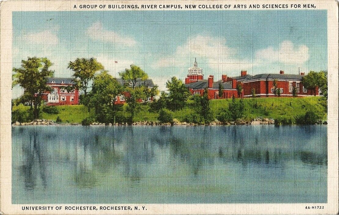 Postcard NY Univ of Rochester River Campus College of Arts Sciences for Men 40s