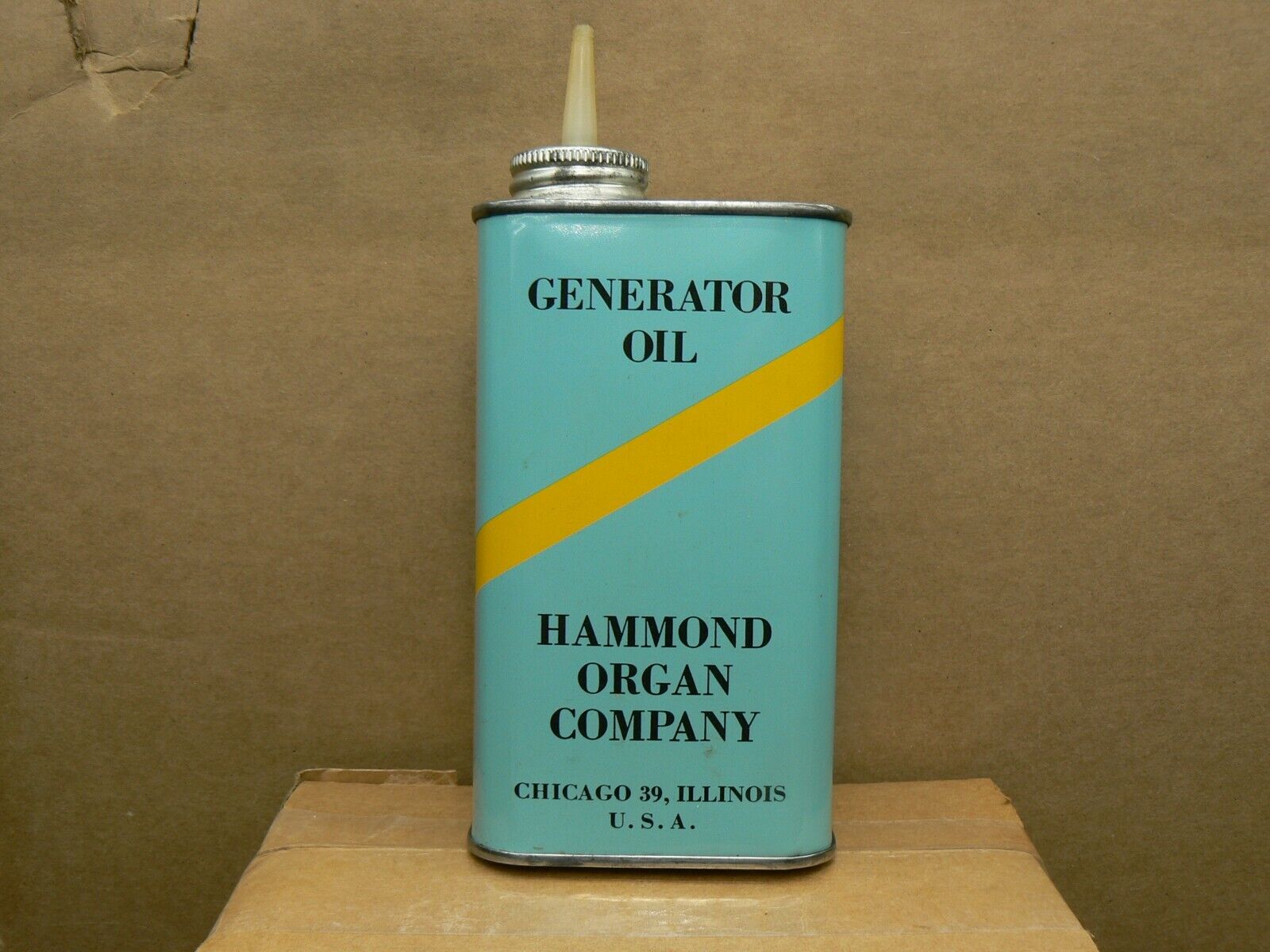 Vintage Generator Oil 8 fl. oz. Tin Can Hammond Organ Company Chicago Illinois