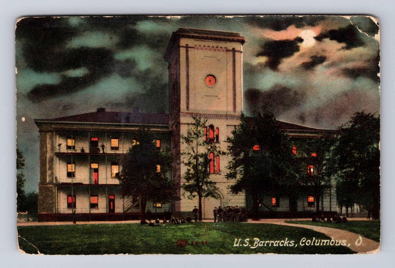 Columbus OH-Ohio, United States Barracks, Antique, Vintage c1912 Postcard