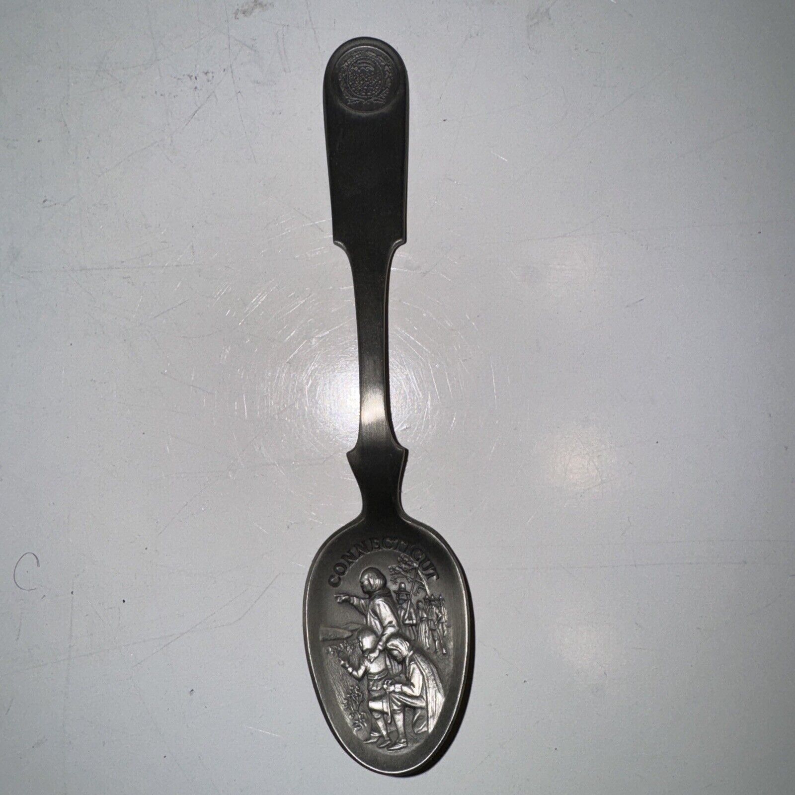 VTG 1975 Franklin Mint American Colonies Decorative Spoon CONNECTICUT Pewter