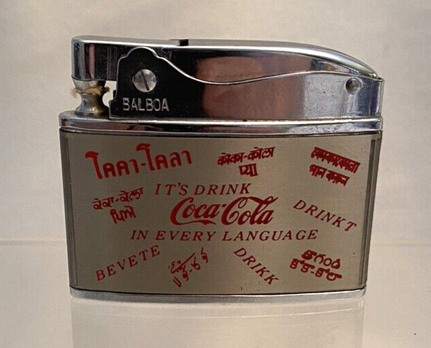 Vintage DRINK COCA COLA In Every Language WELLINGTON BALBOA Cigarette Lighter