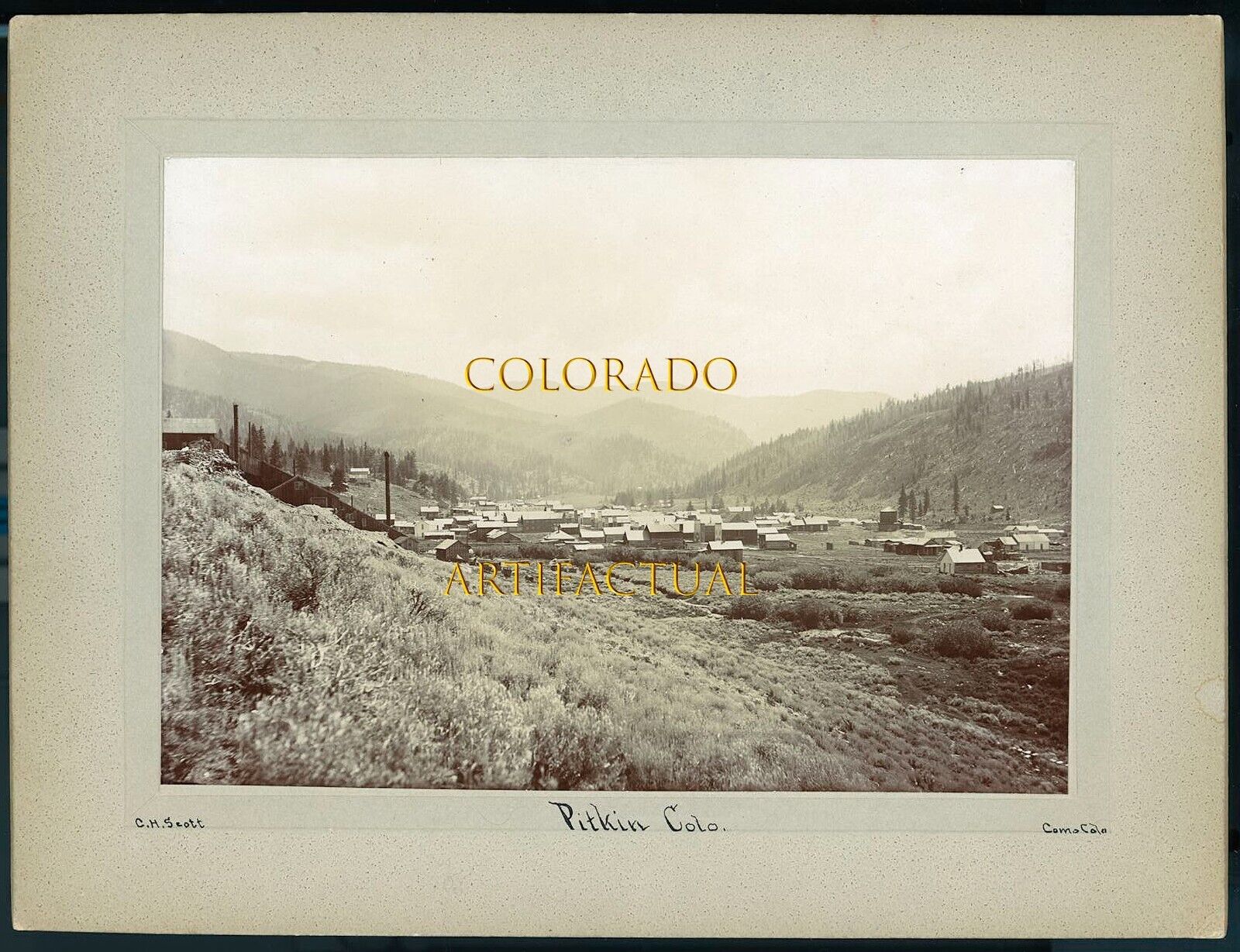 PITKIN GUNNISON COUNTY COLORADO CH Scott antique photo mining railroad ca 1900