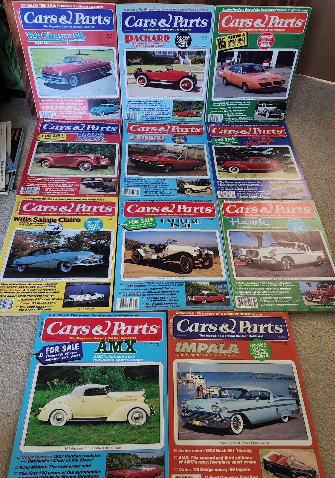 1985 Cars & Parts Lot of 11 Magazines Vintage Automobile Please See Pic. & Desc.
