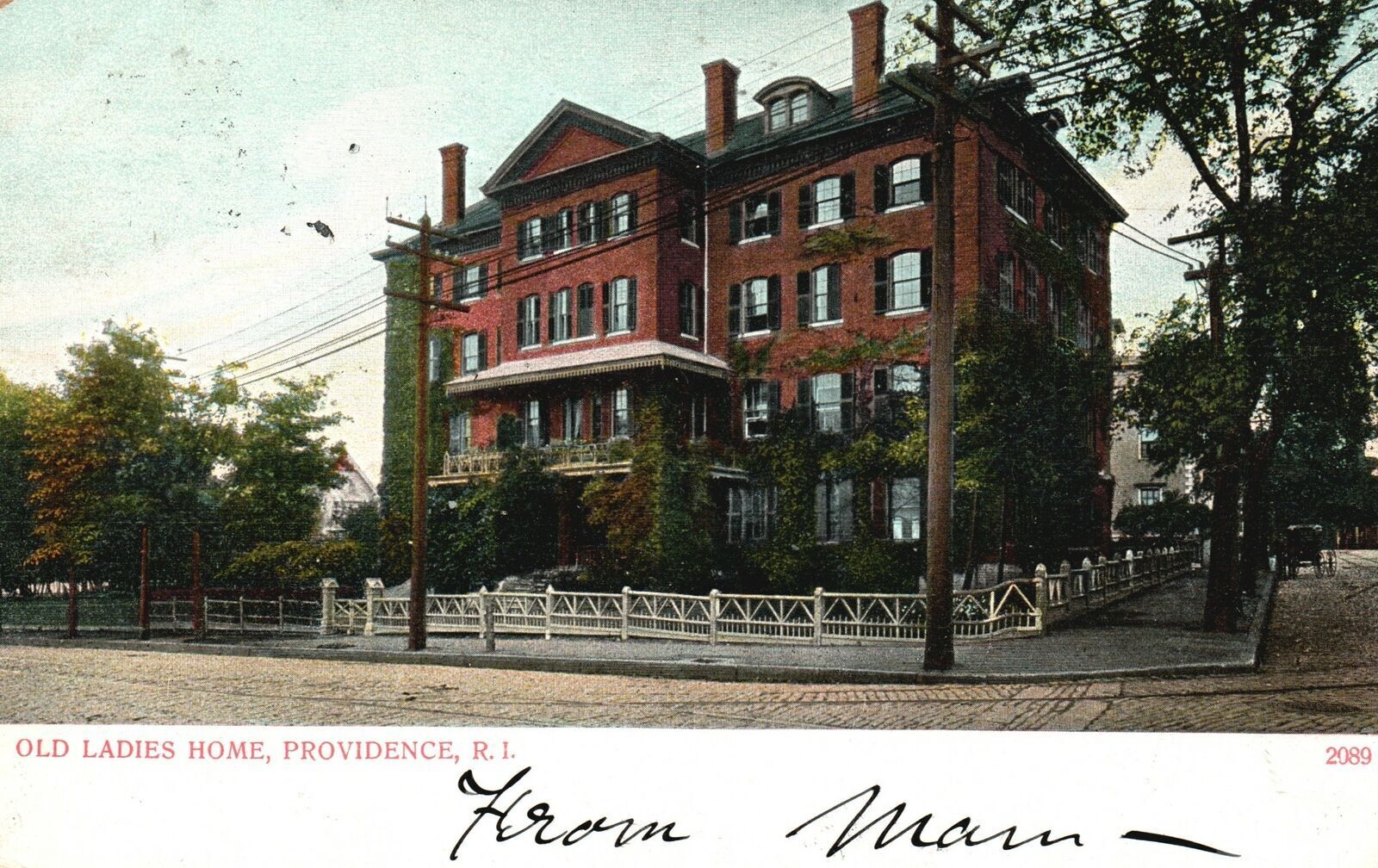 Vintage Postcard 1908 Old Ladies Home Providence Rhode Island AC Bosselman