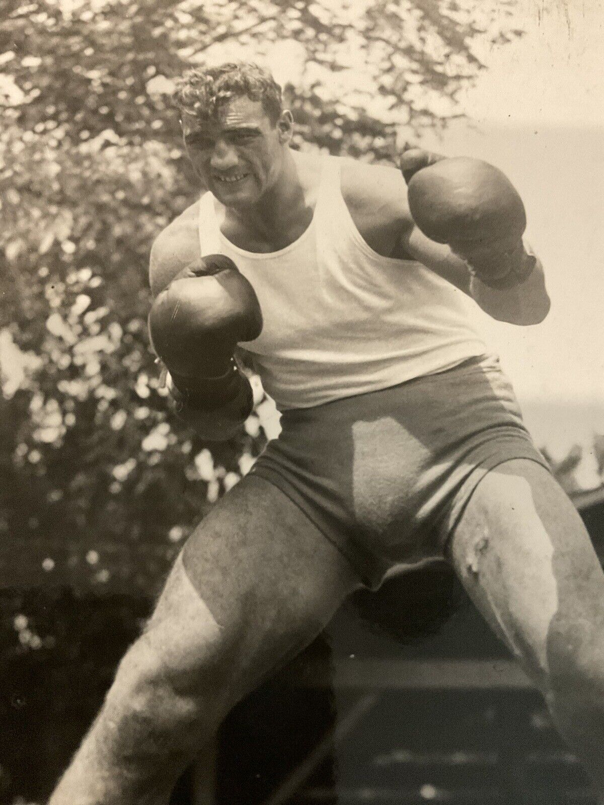 PRIMO CARNERA 🥊 ORIGINAL 1935 Acme Photo 8x10 Training For Max Baer In MSG.