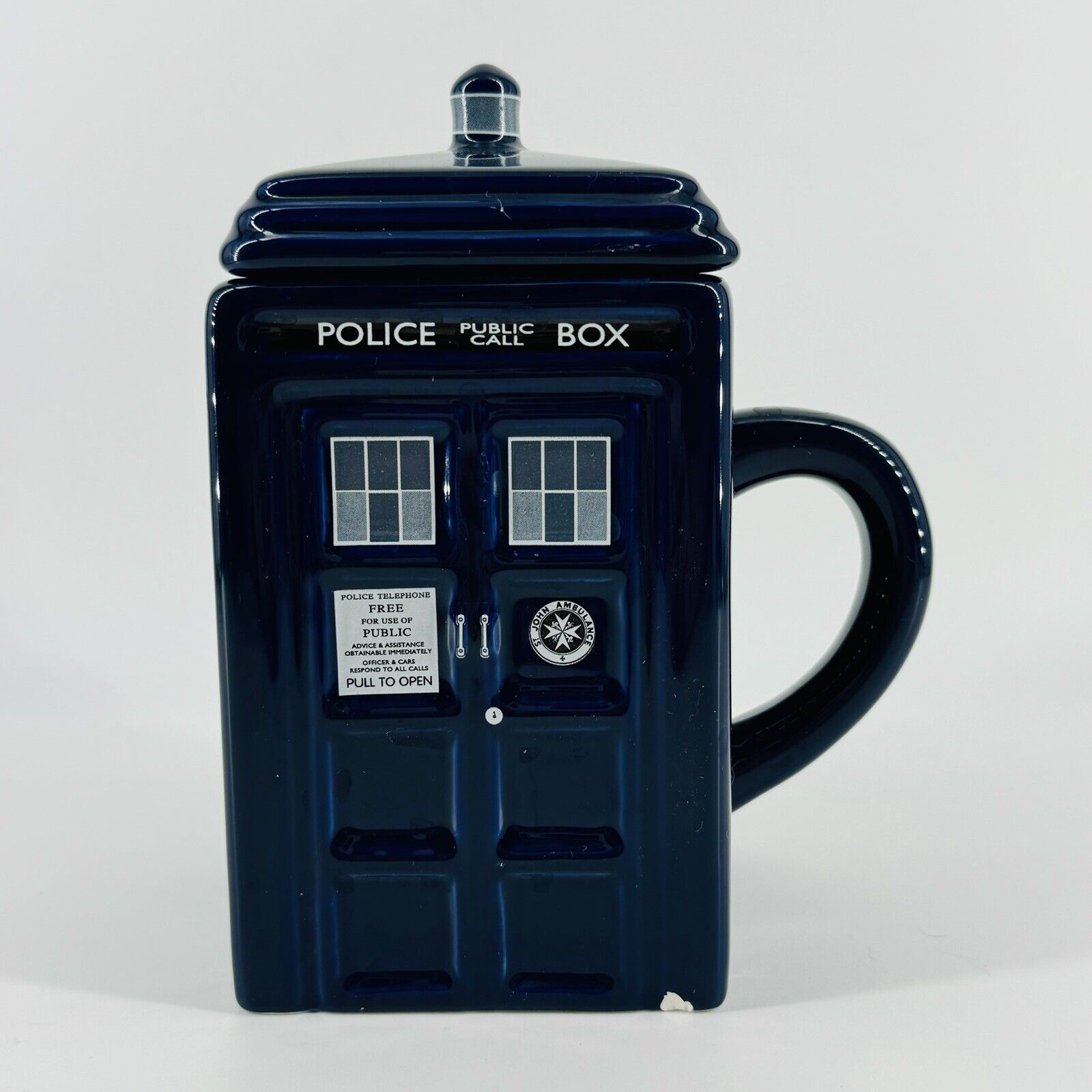 ZEON BBC Doctor Who Tardis Police Box Blue Ceramic Mug with Lid