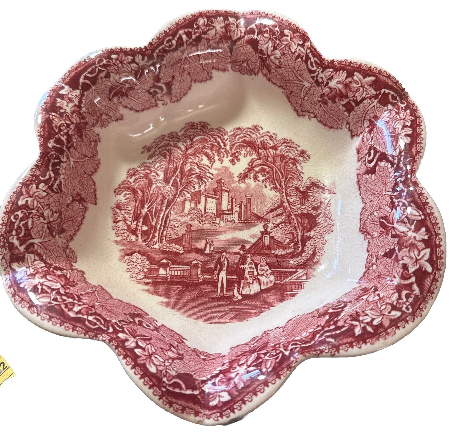 Vintage MASON’S  Pink Vista Pastoral Scenes  ROUND  serving bowl 9”