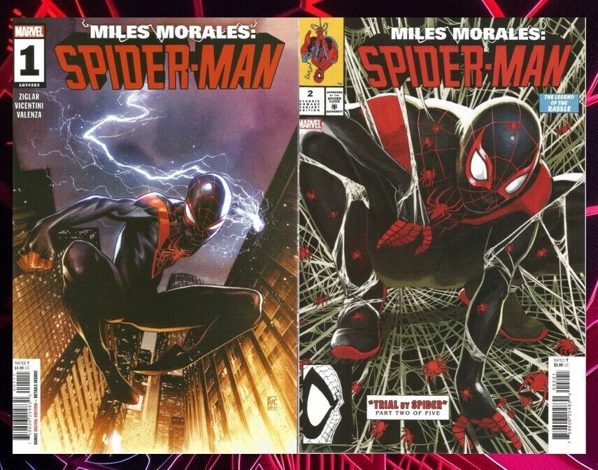 Miles Morales Spider-Man #1 2022 & #2 Variant 2023 - Lot 2 KEYS Both NM+
