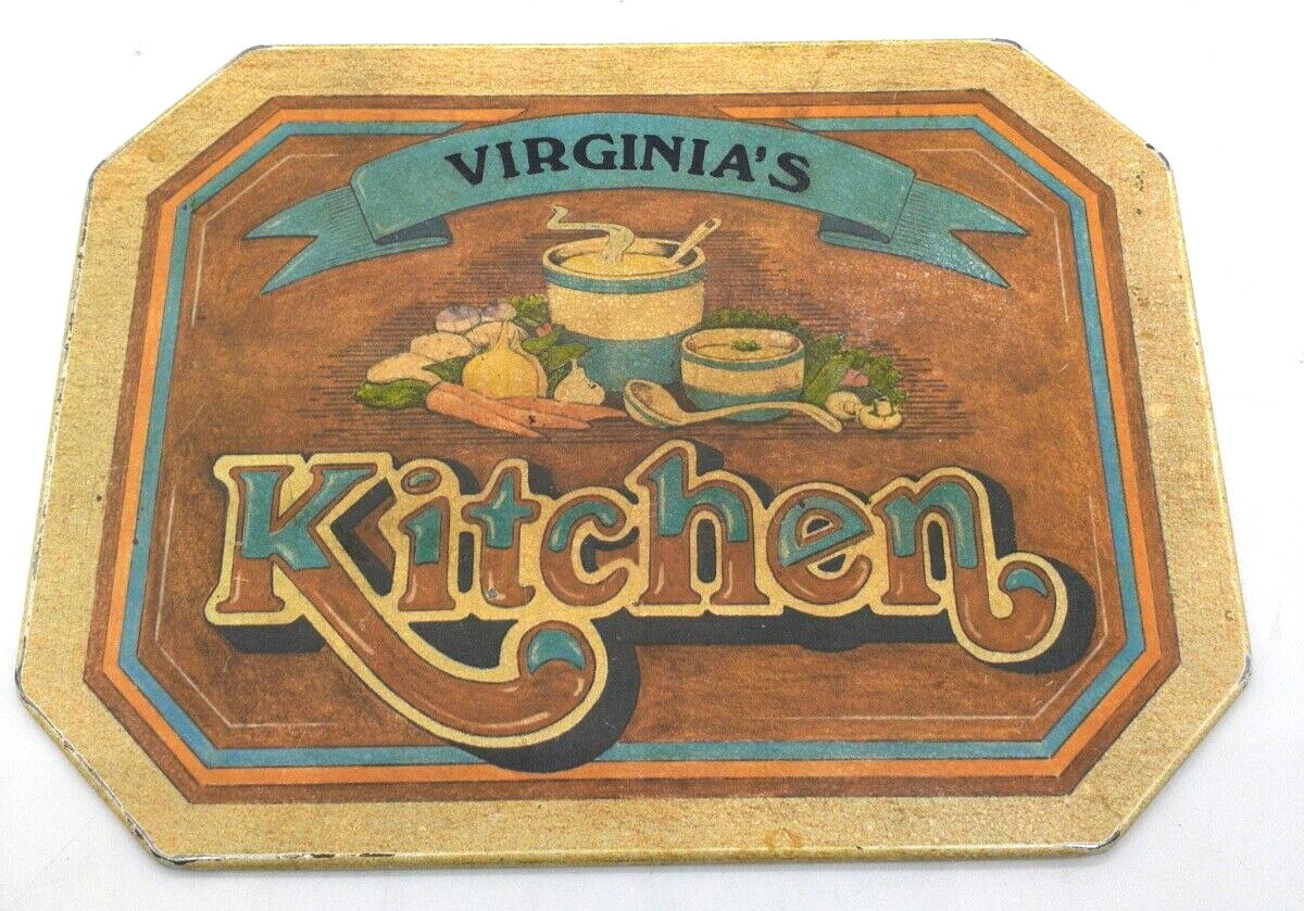 Vintage Antique Tin Series Hot Mat - Virginia\'s Kitchen - Wallcraft - Size 6 x 8
