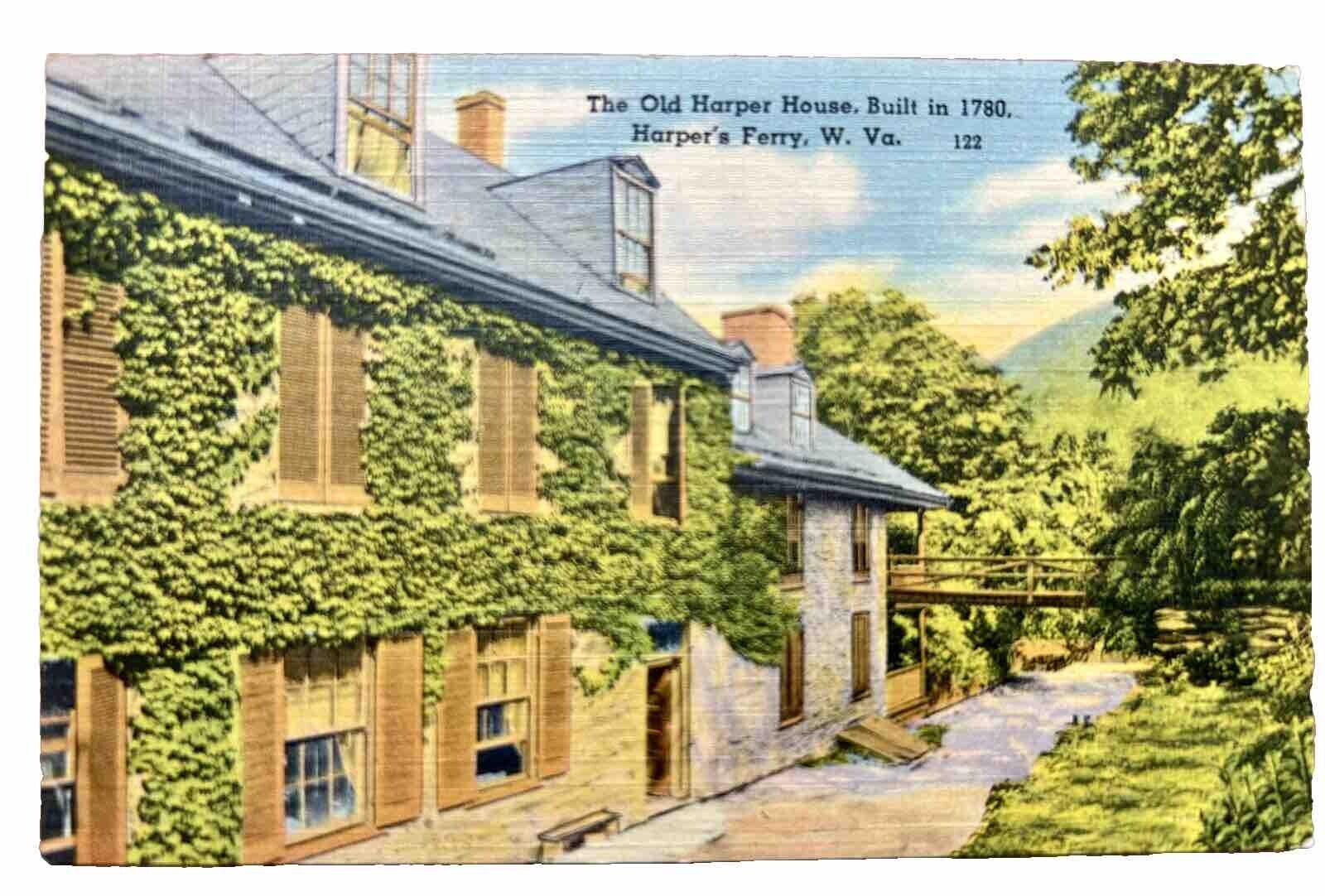 Old Harper House. Harper\'s Ferry West Virginia WV Vintage Postcard