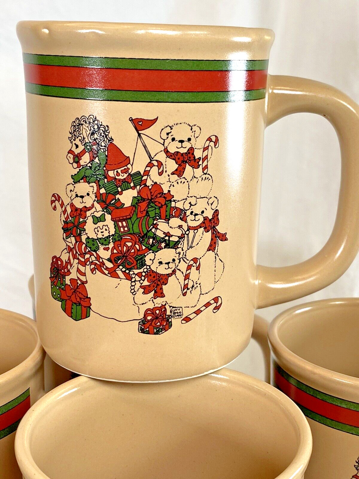 Vintage 1980  Christmas Lucy And Me By Enesco Mugs Set of 5