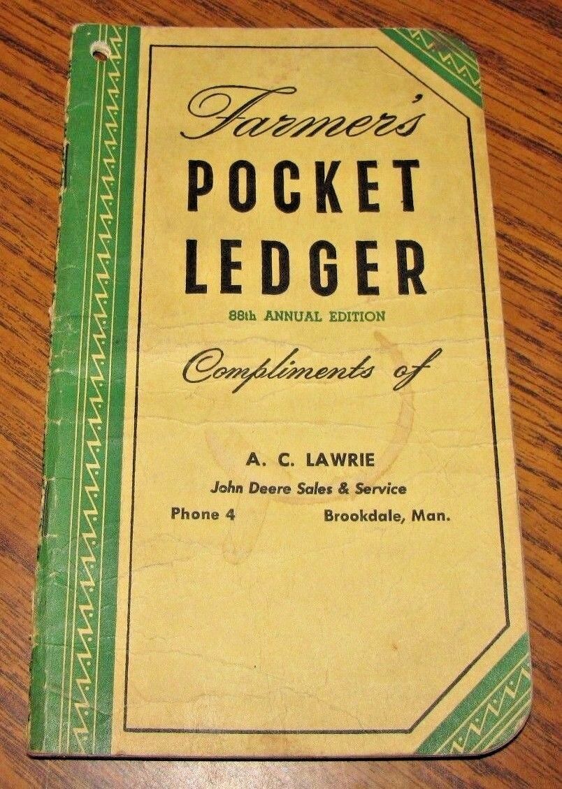 1954 1955 JOHN DEERE SALES & SERVICE Farmers Pocket Ledger A C LAWRIE Canada  jd