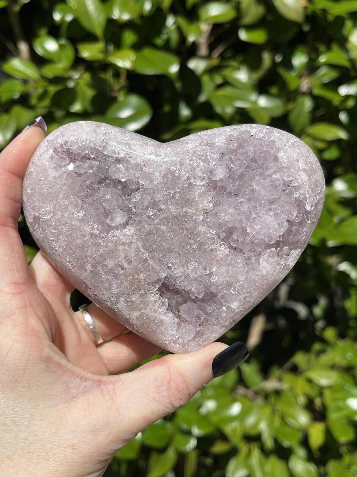 Pink Amethyst Druzy Heart - All Purple Crystal - 405g / 5 Inch