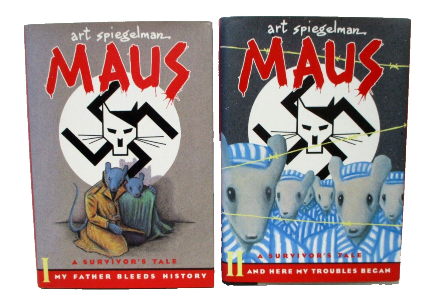 Maus A Survivor\'s Tale I and II signed Art Spiegelman hardcover book lot graphic