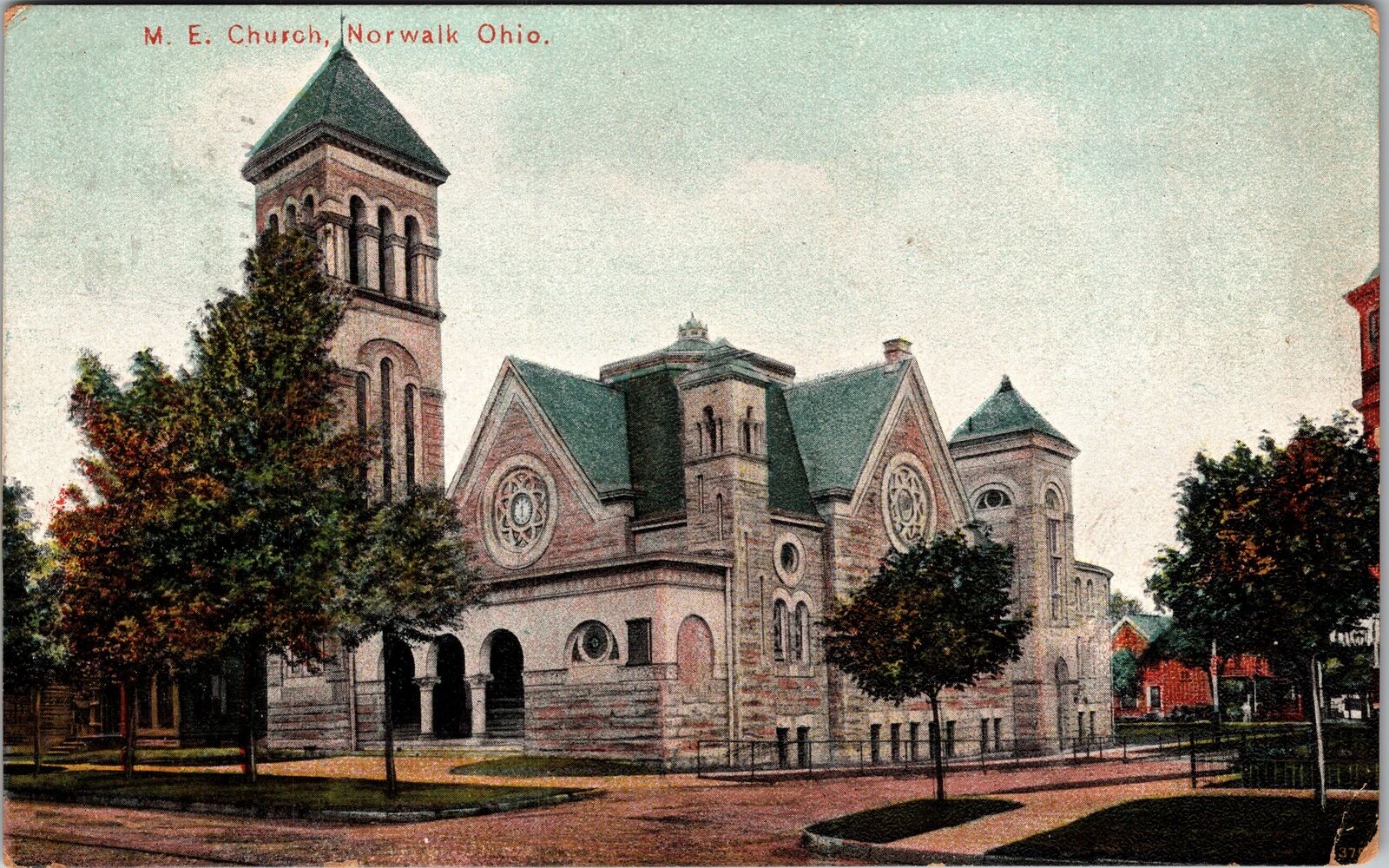 Norwalk OH-Ohio, Methodist Episcopal Church, c1907 Vintage Souvenir Postcard