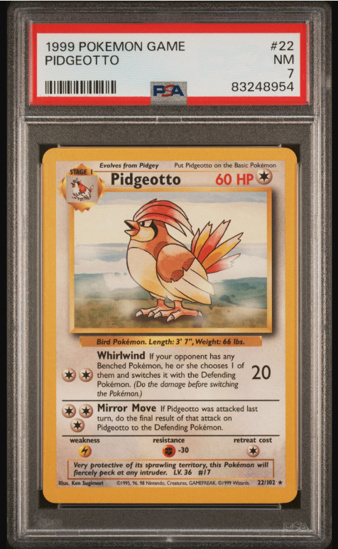 1999 Base Set Game #22 Pidgeotto Rare PSA 7 Near Mint Pokemon