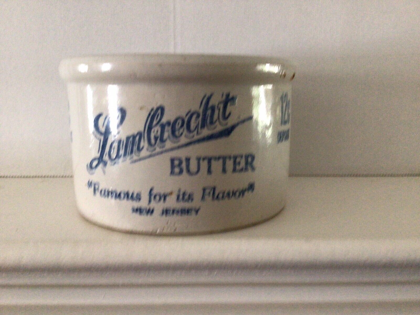 Vintage Butter Stoneware Crock Lambrecht Butter, New Jersey