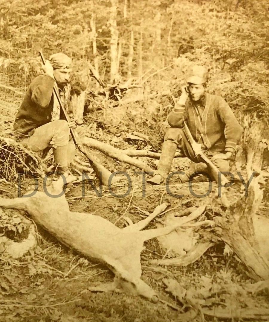 ANTIQUE PRE 1900 REPRODUCTION 8X10 DEER HUNTING PHOTOGRAPH SPENCER RIFLE