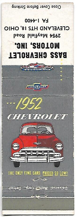 BASS CHEVROLET MOTORS, CLEVELAND HTS. OH, COVER, 1952 CLEVROLET GRAPHIC