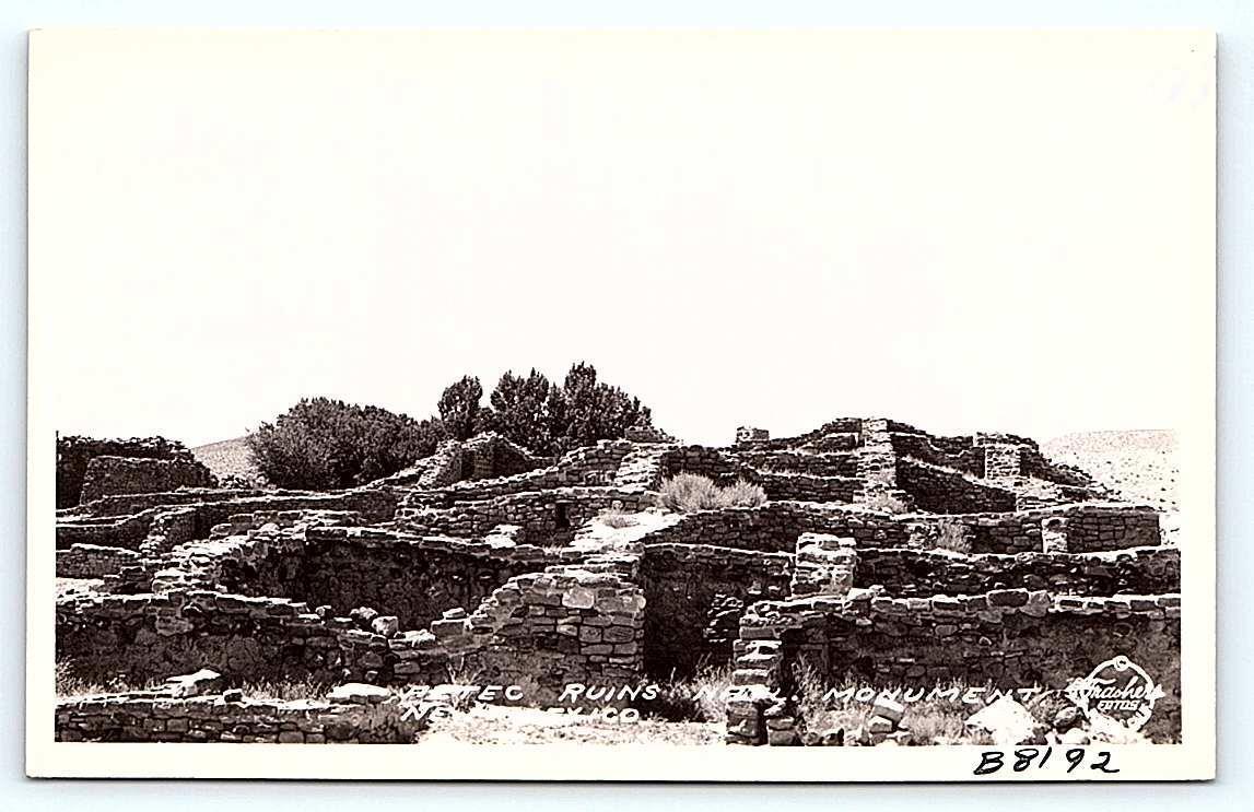 RPPC AZTEC, NM New Mexico~ VIEW of  ANCIENT RUINS c1940s Frasher Postcard