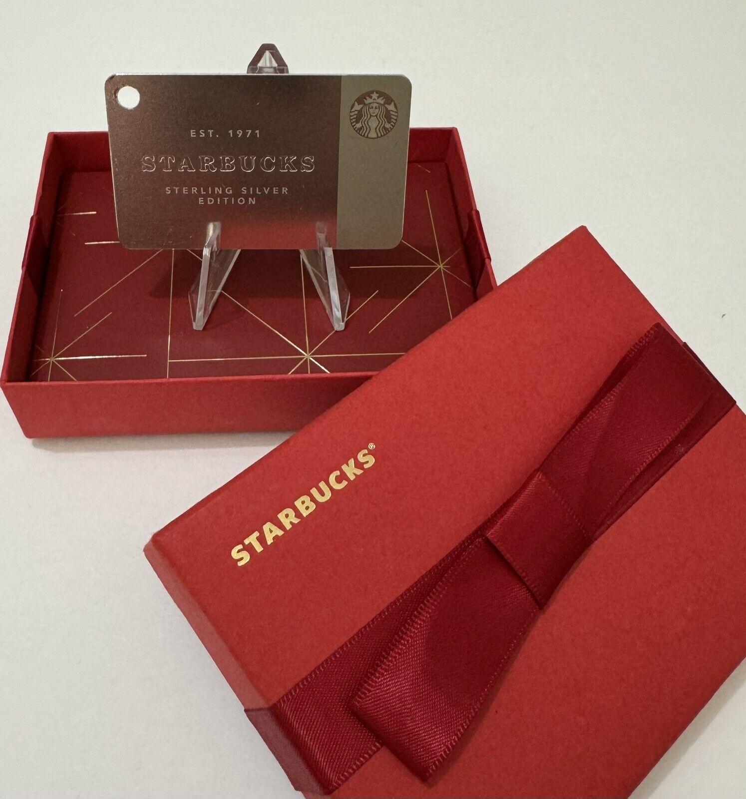 Starbucks Limited Edition 2014 Sterling Silver Key Chain Gift Card & Box