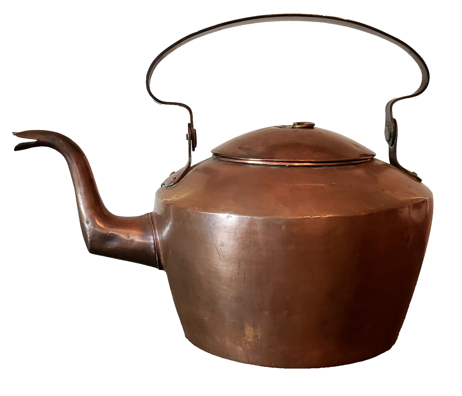 RARE Antique 19th C Early Gooseneck COPPER Tea POT Kettle DOVETAILED #2