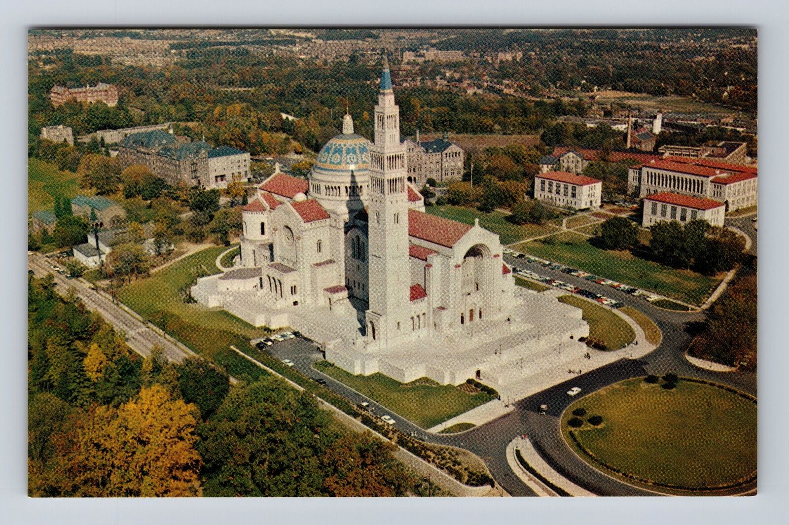 Washington DC, Aerial National Shrine Immaculate Conception Vintage Postcard