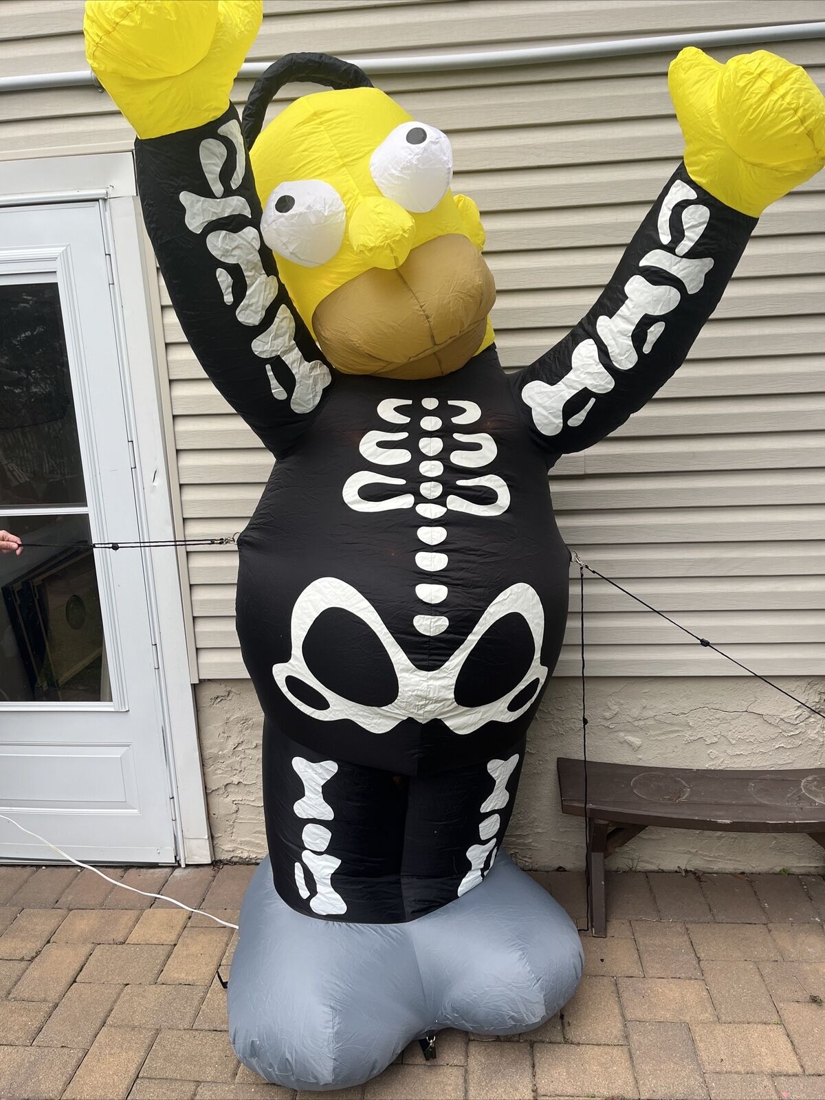 2003 Gemmy Homer Simpson Skeleton Lighted Halloween AirBlown Inflatable 8 Ft Tal