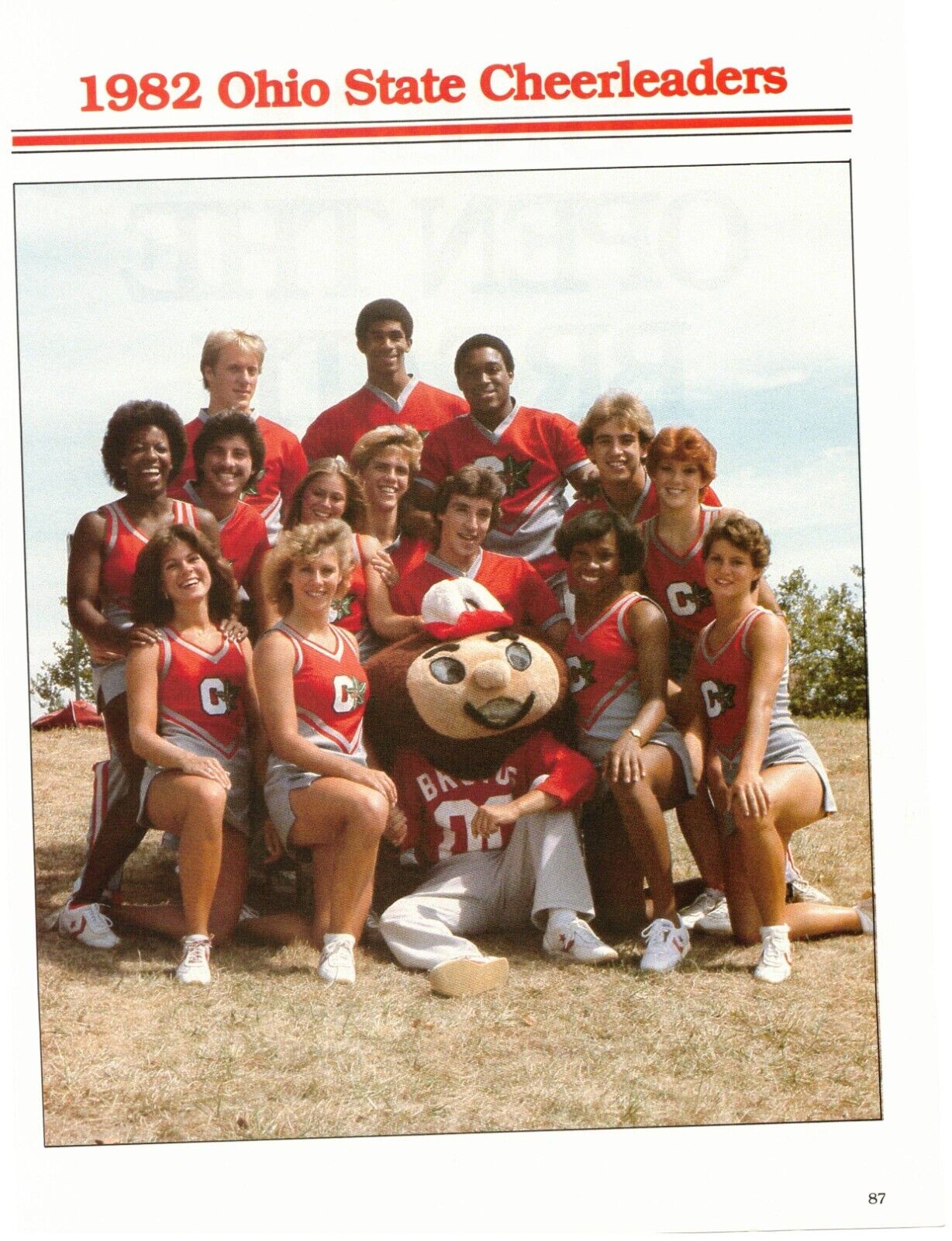 Vtg Print Ad 1980s 1982 The Ohio State Buckeyes Cheerleader Team Photo Brutus