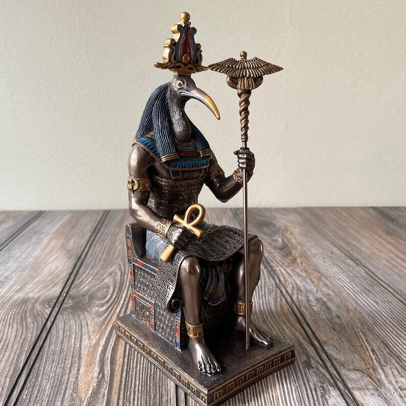 Handmade Thoth Egyptian God of Wisdom Statue - Ancient Deity Figurine