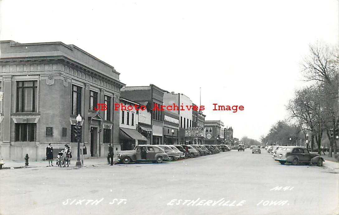 IA, Estherville, Iowa, RPPC, Sixth Street, Business Section, Cook Photo No  M41