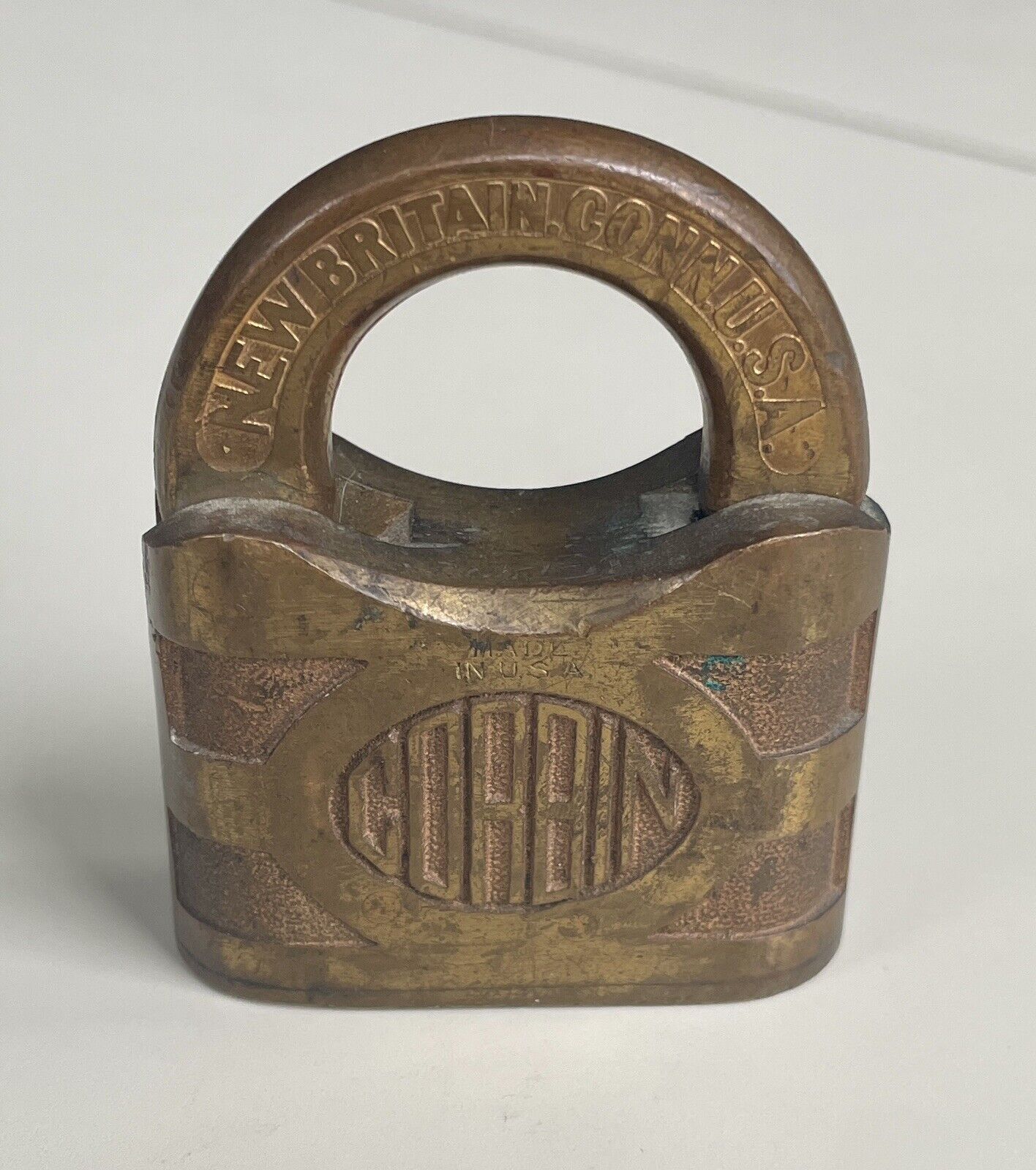 CORBIN Antique Brass Padlock Lock New Britain Conn. Early 1900's. NO KEY