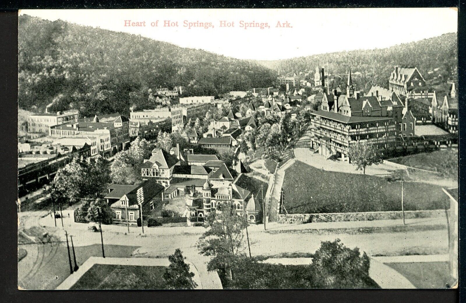 Early Hot Springs Arkansas Bird\'s Eye View Historic Vintage Postcard M1537a