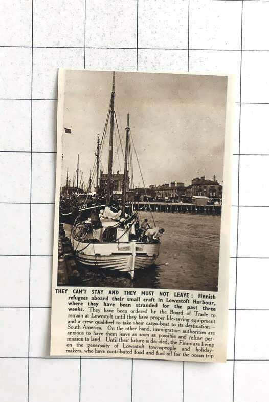 1948 Finnish Refugees Aboard Small Craft In Lowestoft Harbour