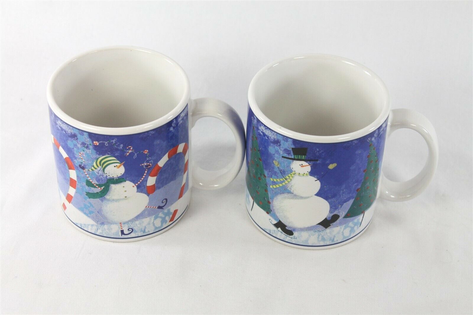 Set 2 Oneida Snow Pals Christmas Tree Snowman Mugs Coffee Hot Chocolate