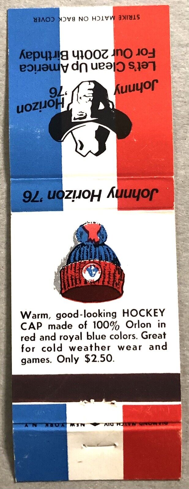 Vintage 20 Strike Matchbook Cover - Johnny Horizons Hockey Cap Offer       B