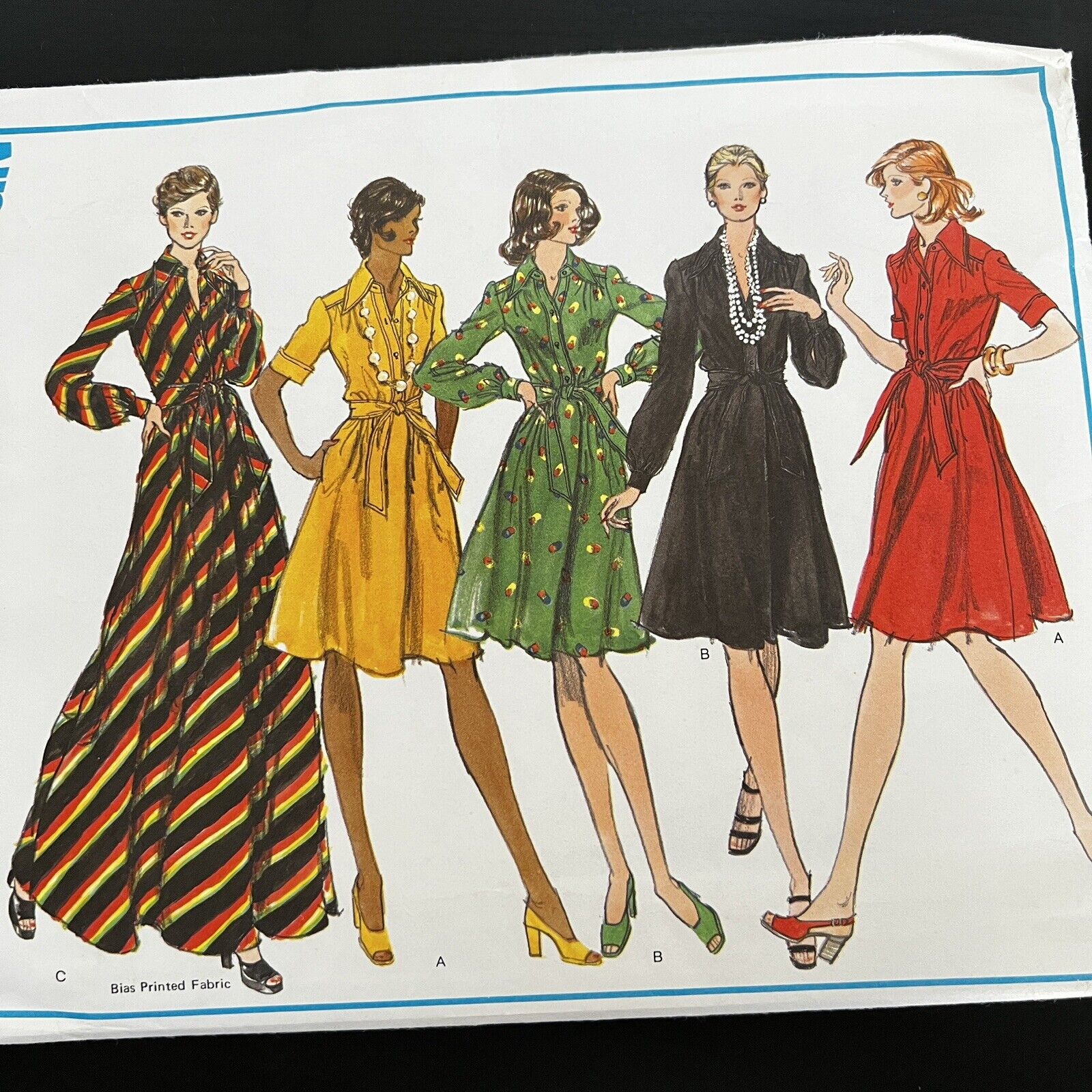 Vintage 1970s Vogue 2932 Blouson Shirt Dress Two Lengths Sewing Pattern 12 UNCUT