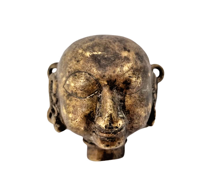 Rare 1800's Old Vintage Antique Brass Handcrafted Hindu Goddess Gauri Head Face