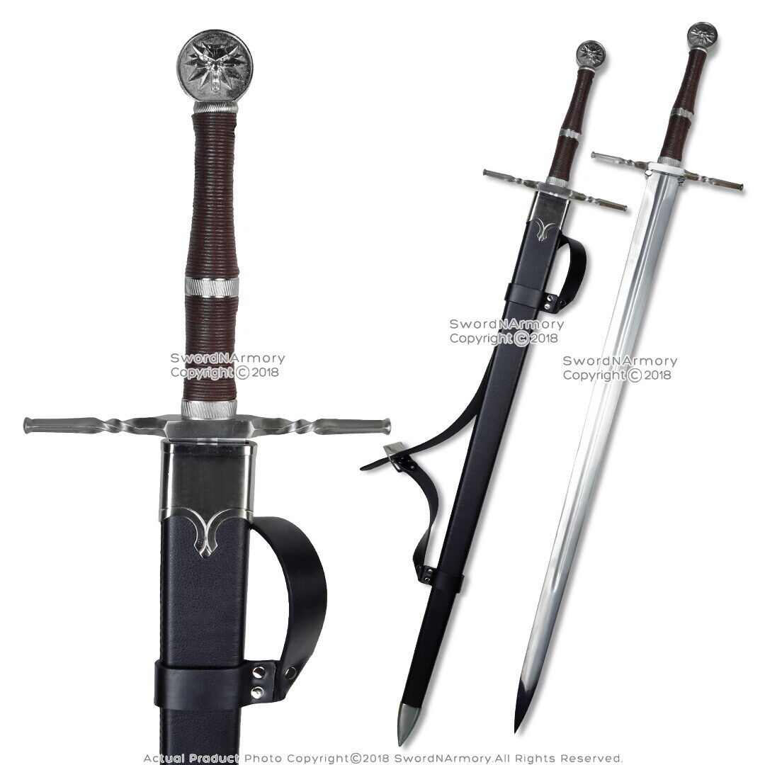 49” Brown Fantasy Steel Sword Geralt Long Sword Cosplay Replica with Scabbard