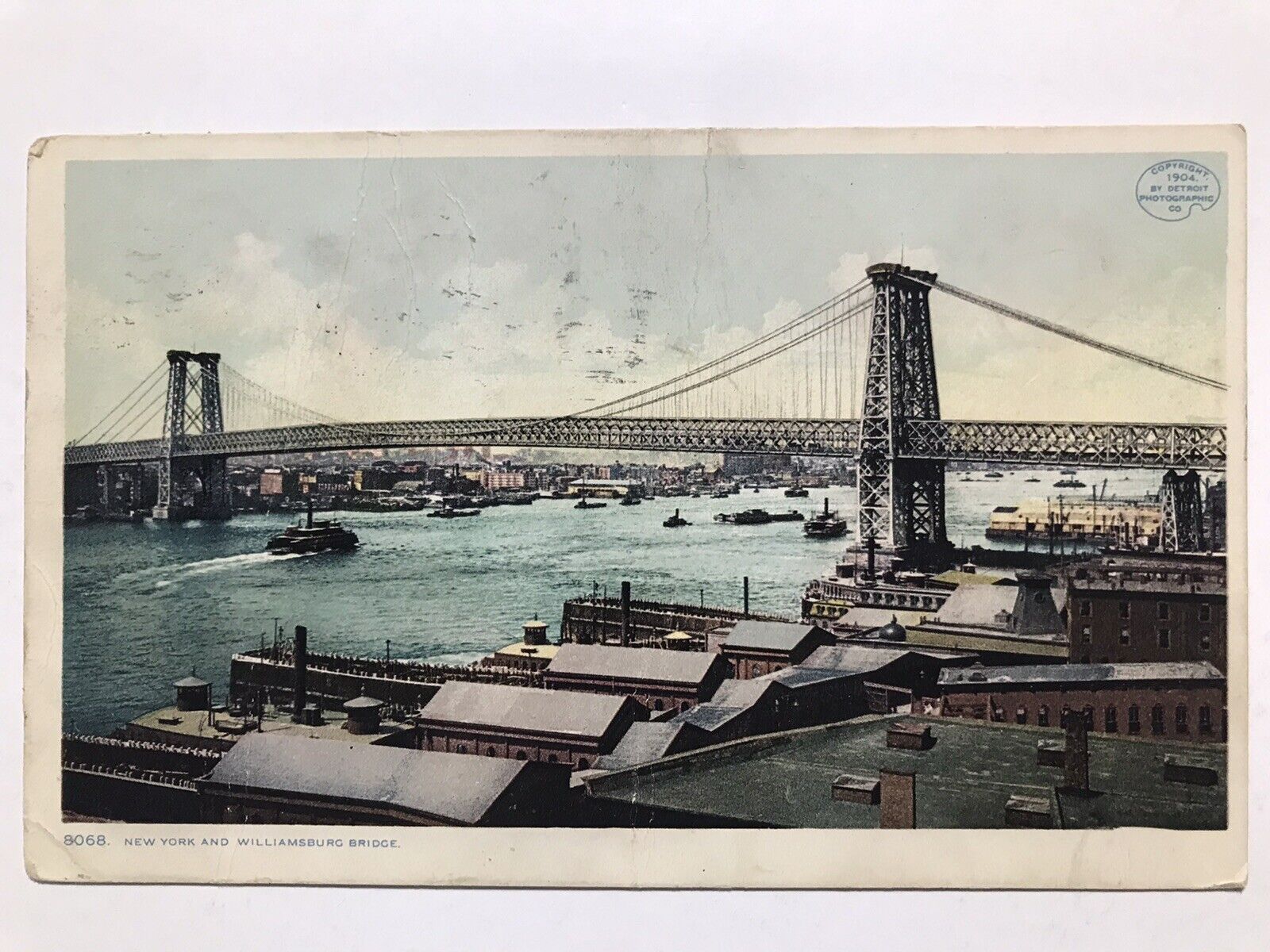 1909 New York And Williamsburg Bridge Divided Back Postcard