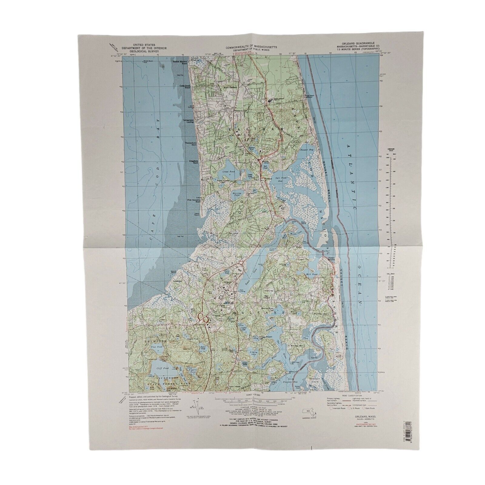 Orleans Quadrangle Massachusetts Topographic Geological Survey Map Vtg. 1974