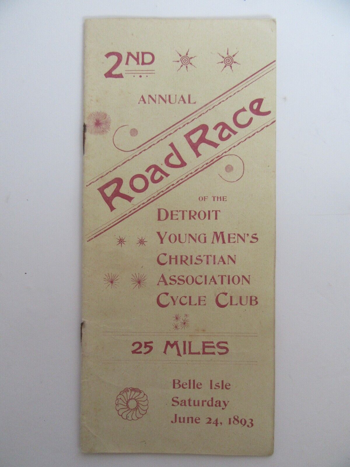 RARE Antique 1893 Bicycle 2nd Annual Road Race, Belle Isle, Detroit Cycle Club