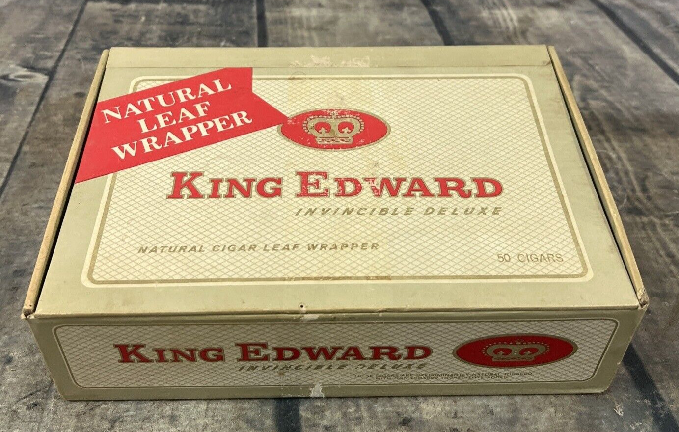 VINTAGE SWISHER (S & S Tobacco) KING EDWARD INVINCIBLE DELUXE 50 COUNT CIGAR BOX