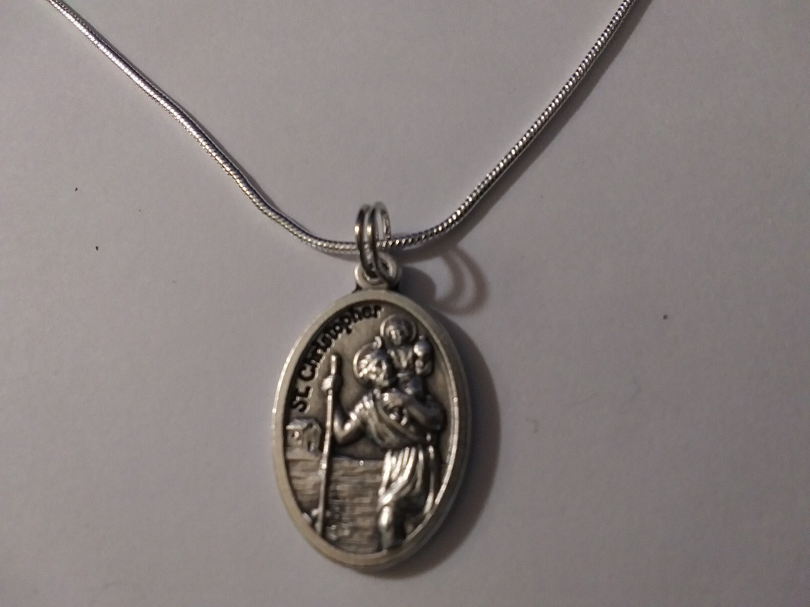 St Christopher Medal Pendant 925 Sterling silver chain Necklace Prayer card