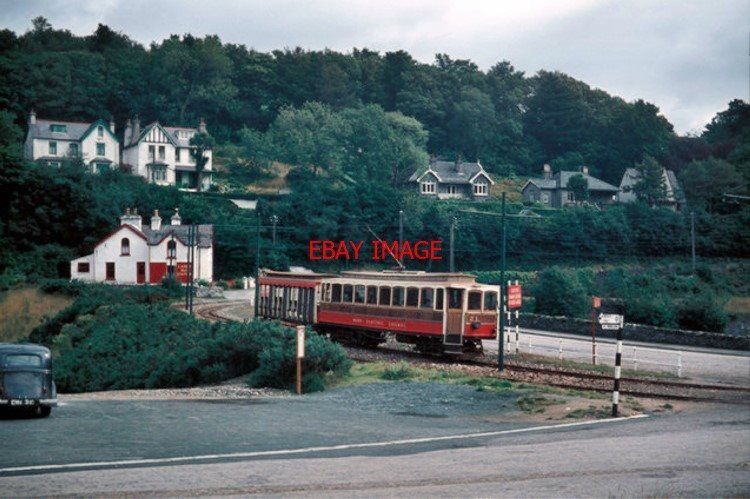 PHOTO  1962 APPROACHING LAXEY STATION TRAM CAR 21 WITH TRAILER 45 HAVE COME FROM