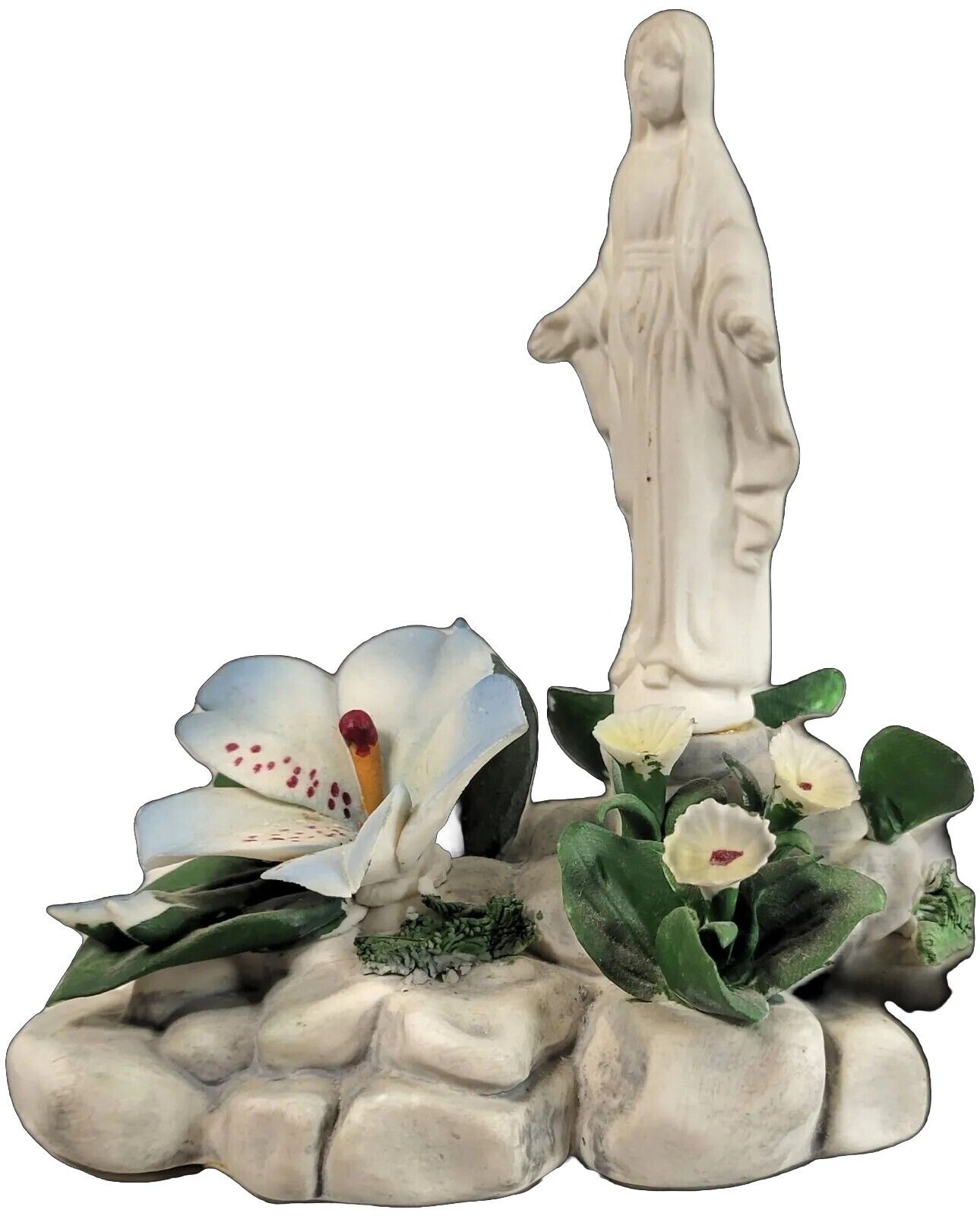 Blessed Virgin Mother Mary Madonna Figurine Capodimonte Porcelain Made In Italy